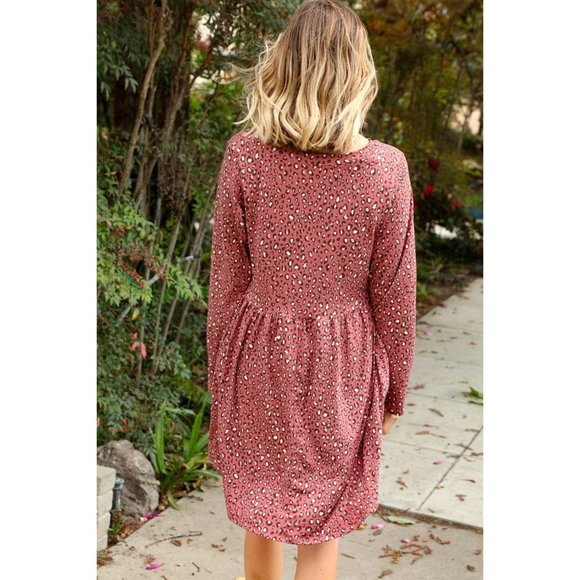 Leopard Babydoll Swing Dress with Pockets - Picture 7 of 7